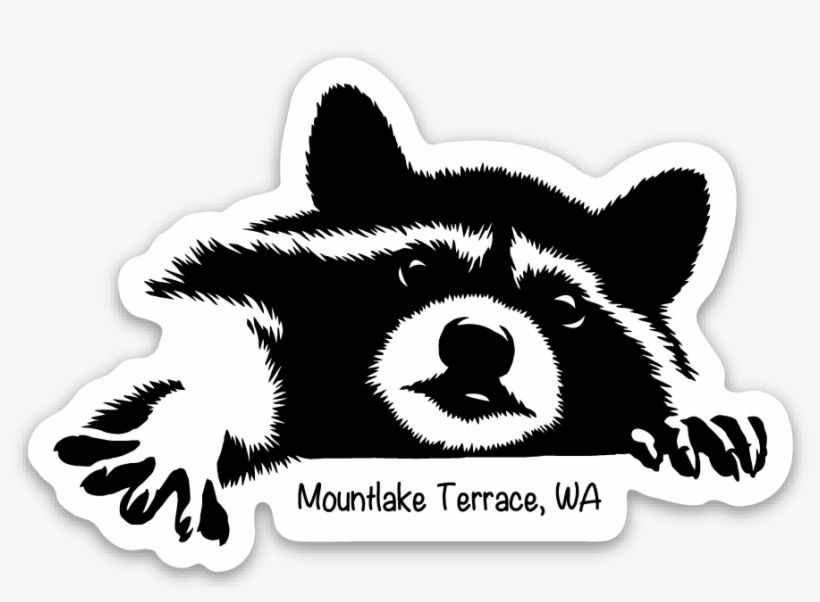 Mountlake Terrace Racoon Stickers - Black And White Racoon Drawings, transparent png #9597684