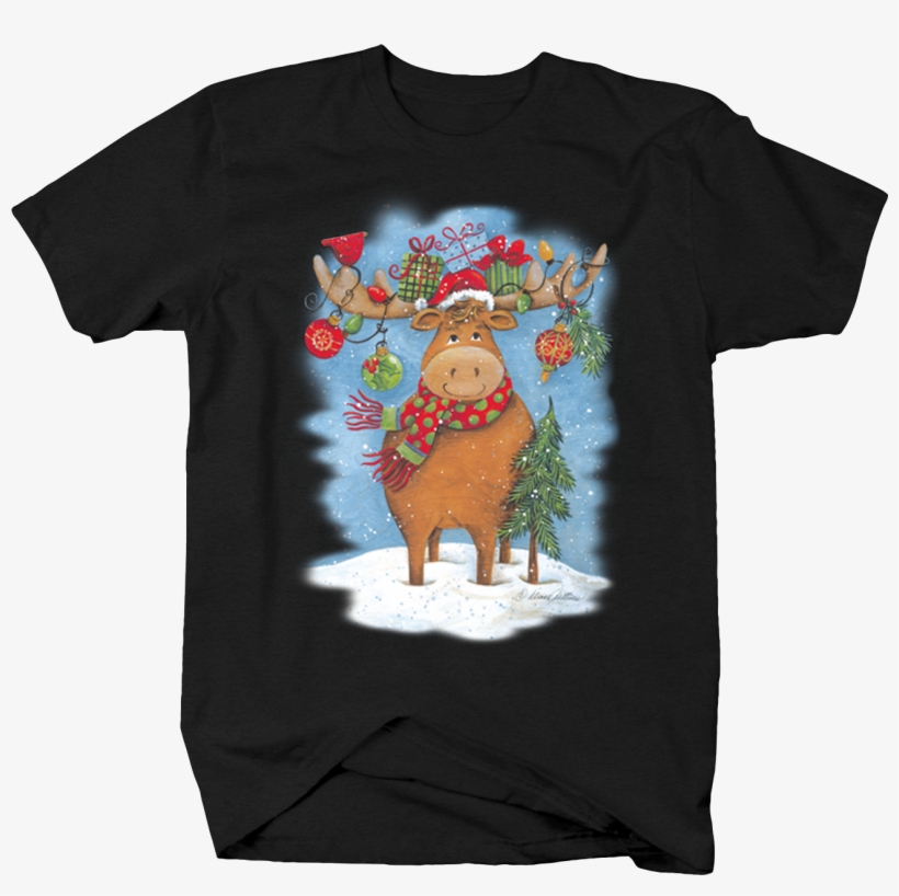 Moose In Winter Storm Christmas Ornaments Gifts On - T-shirt, transparent png #960037