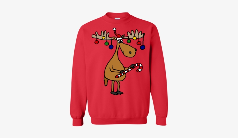 Ugly Christmas Sweaters Cool Funny Moose With Christmas - Crew Neck, transparent png #960167