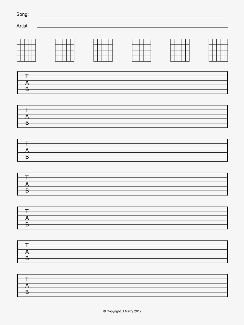 Free Guitar Tab Paper - Tablature, transparent png #960232