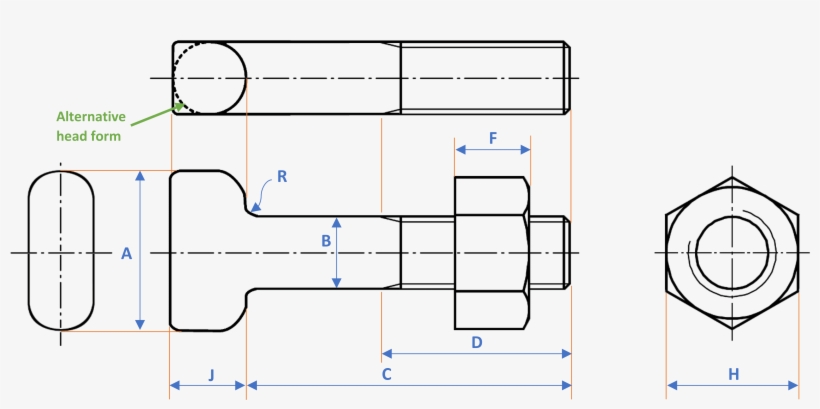 Technical Specification For T-head Bolts - 500 Stück Din 934 - Sechskantmuttern Stahl Kl. 8, Schwarz, transparent png #960416