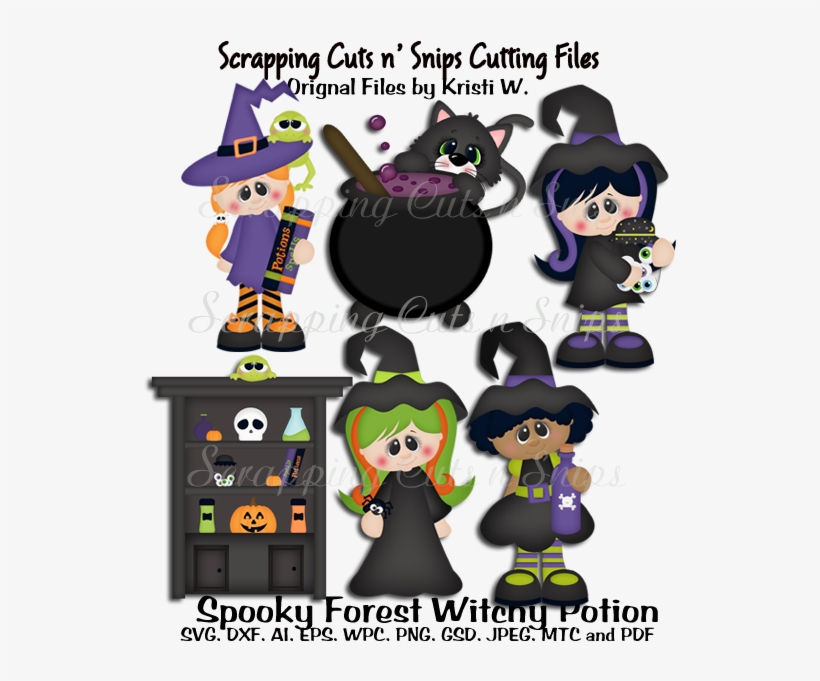 Spooky Forest Witchy Potion Shop Crew Cutting File - Cartoon, transparent png #961365
