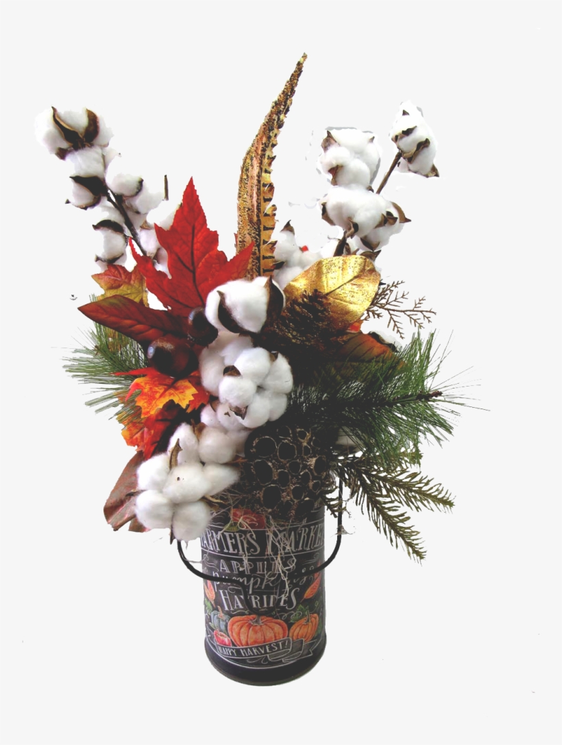 We Cut A Piece Of Styrofoam To Fit The Small Raz Bucket - Trendy Tree Raz Small Market Bucket With Cotton Arrangement, transparent png #961652