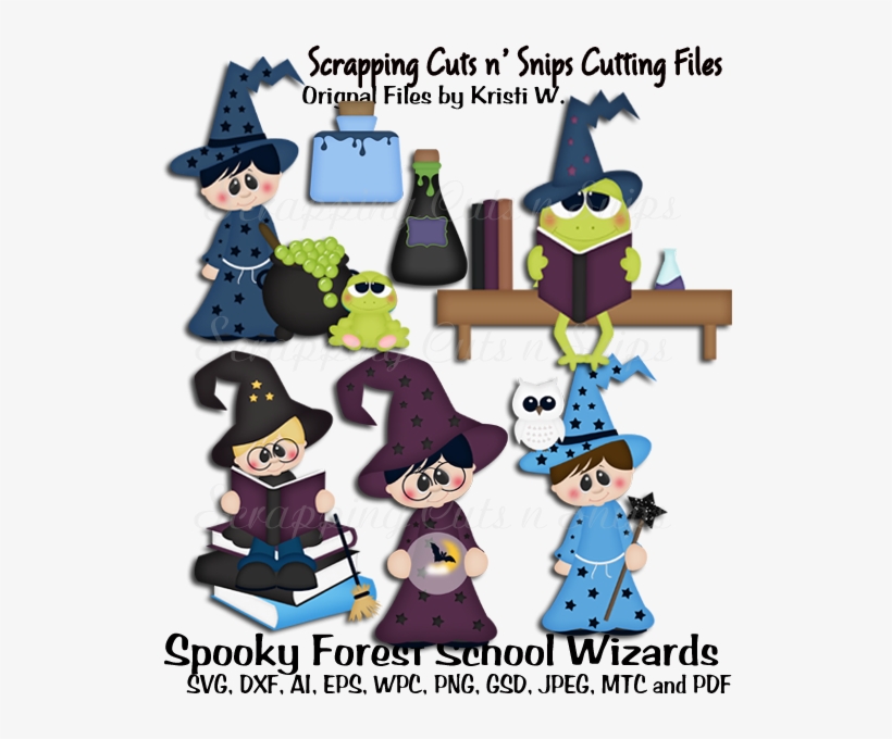 Spooky Forest School Wizards Cutting Files - Cartoon, transparent png #961861