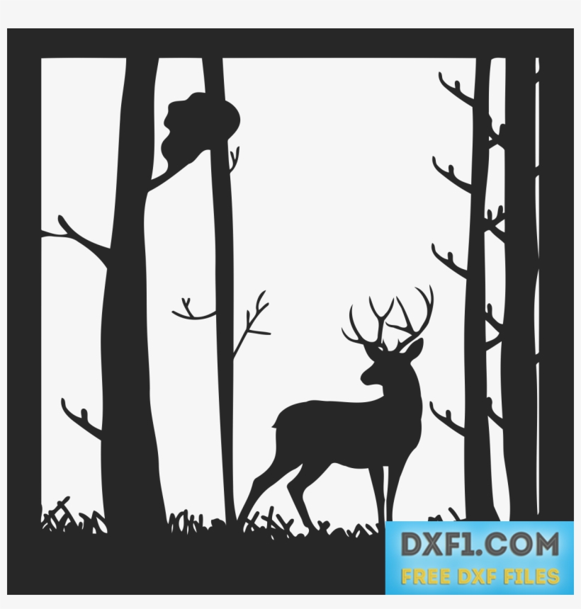 Deer In The Landscape Clip Royalty Free Library - Forest Dxf, transparent png #961910