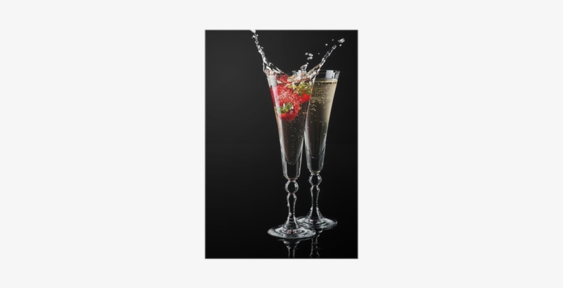 Two Glasses Of Sparkling Wine With Splash Poster • - Champagne, transparent png #963124