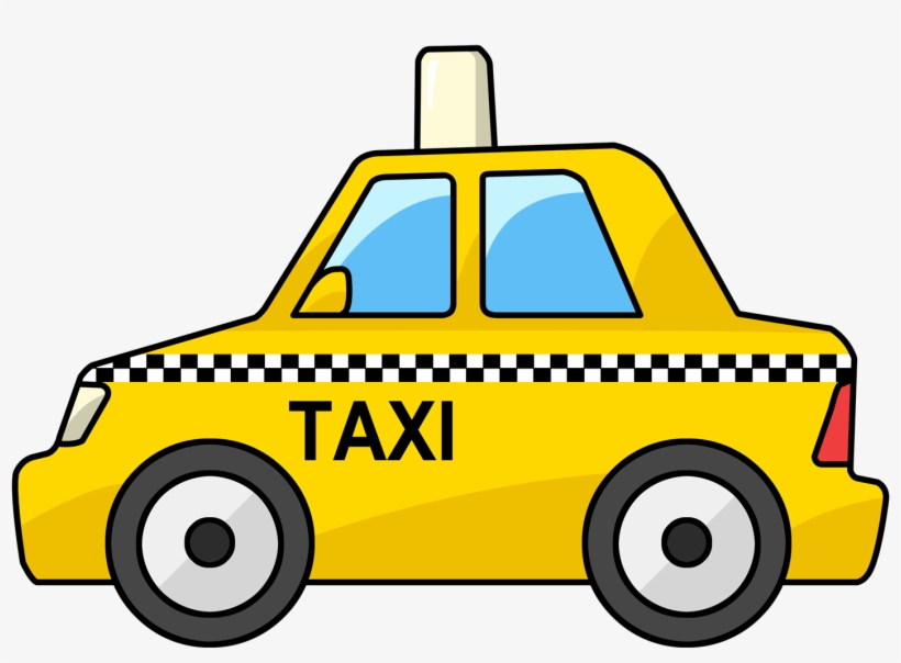 Clipart Transparent Stock Yellow Cab Outline Color - Taxi Cartoon, transparent png #963238