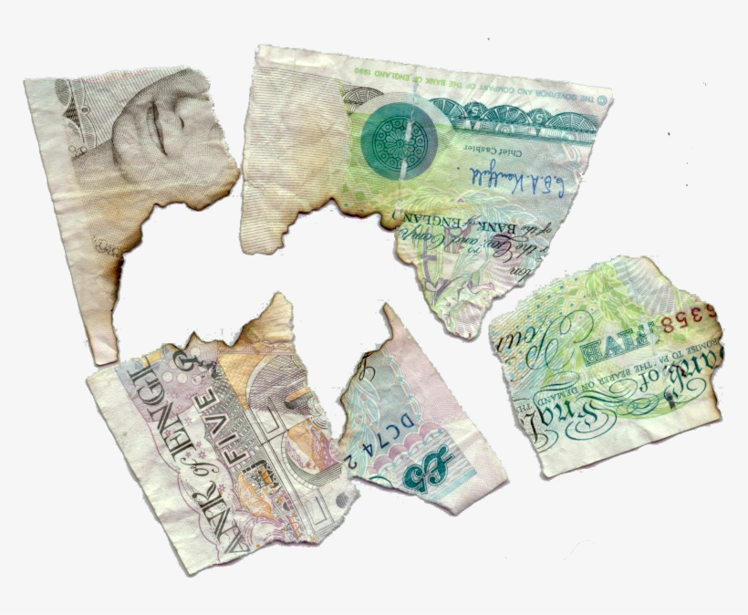 Burnt And Fragments Of British Fiver Gbp - Burnt Five Pound Note, transparent png #964686