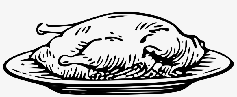 Chicken On Plate Vector Library Library - Chicken Breast Clipart Black And White, transparent png #964771