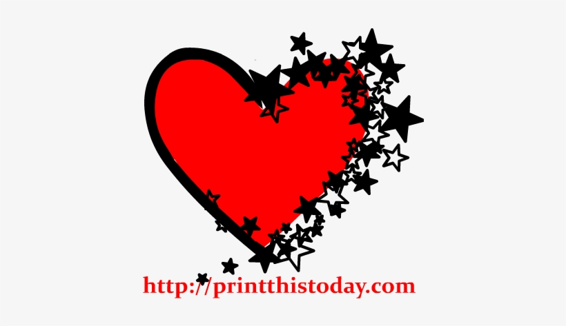 Falling Stars Clipart Heart - Black And Red Heart Clipart, transparent png #965080