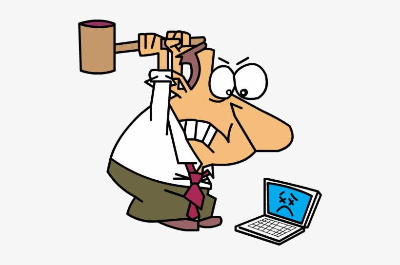 Angry Businessman Cartoon Computer - Computer Mad Cartoon, transparent png #965360