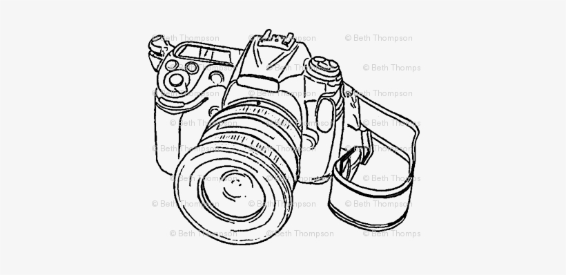 Camera Sketch Wallpaper Beththompsonart Spoonflower - Camera Drawing Transparent Background, transparent png #966106