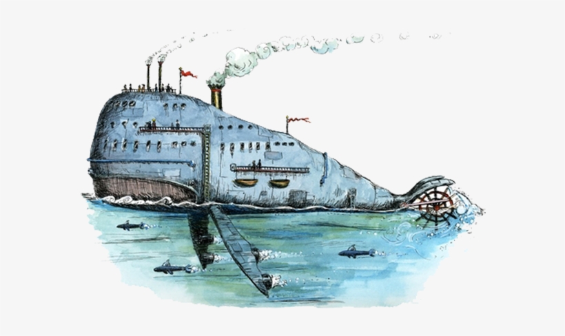 Steampunk Paper Whale Drawing Illustration - Steampunk Whale, transparent png #966762