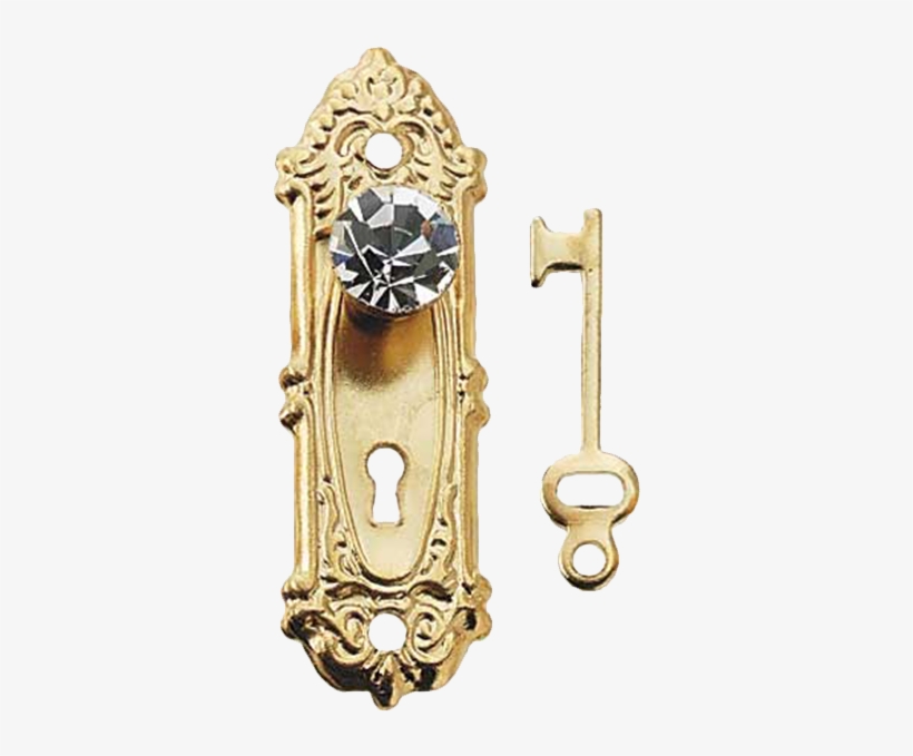Dollhouse Crystal Opryland Door Knob With Plate And - Dollhouse Miniature Crystal Opryland Doorknob W/plate, transparent png #968106