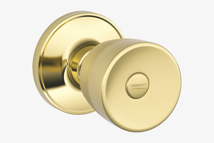 Byron Bright Brass Privacy Bed Bath Door Knob Schlage J Series