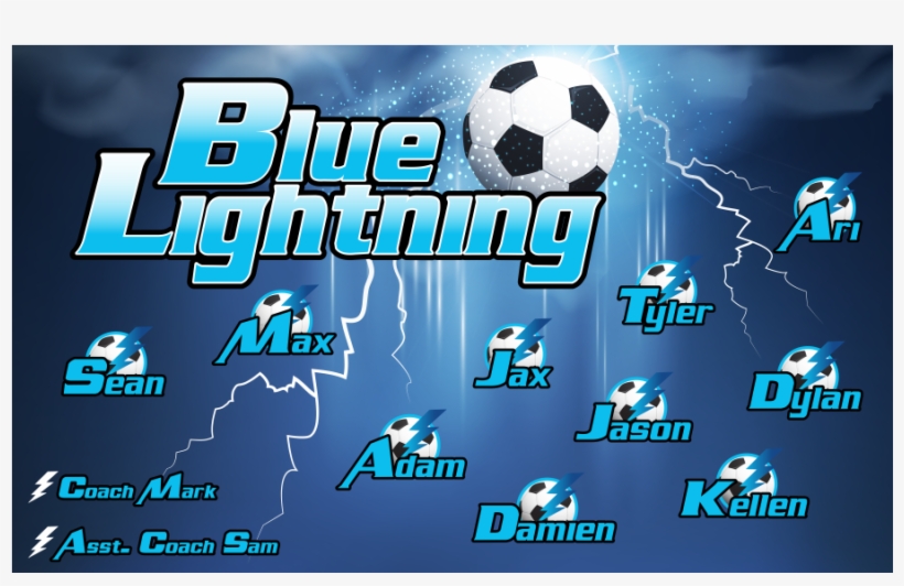 3'x5′ Vinyl Banner Blue Lightning - Kick American Football, transparent png #968734