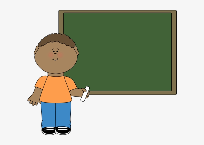 Boy Standing At A Chalkboard With A Piece Of Chalk - Clip Art Chalk Board, transparent png #969681
