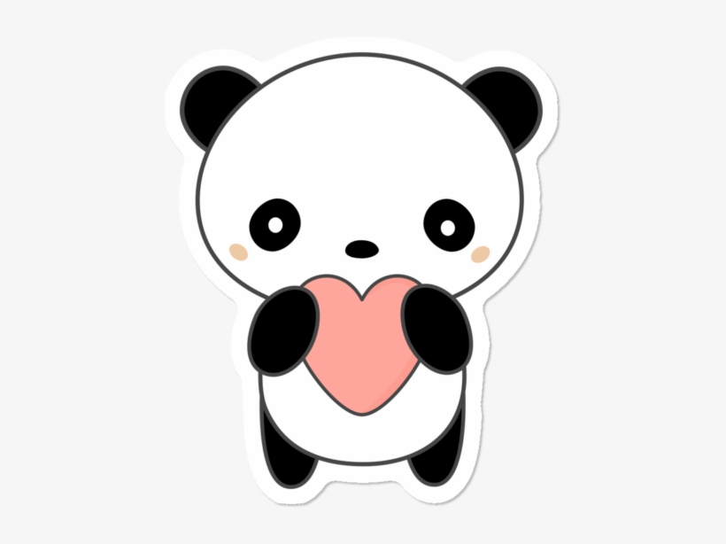Kawaii Cute Panda With A Heart - Panda Kawaii Para Dibujar - Free  Transparent PNG Download - PNGkey