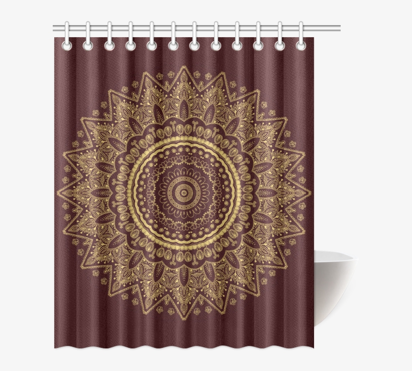 Mandala In Gold And Royal Red Shower Curtain - Bathroom, transparent png #9602762