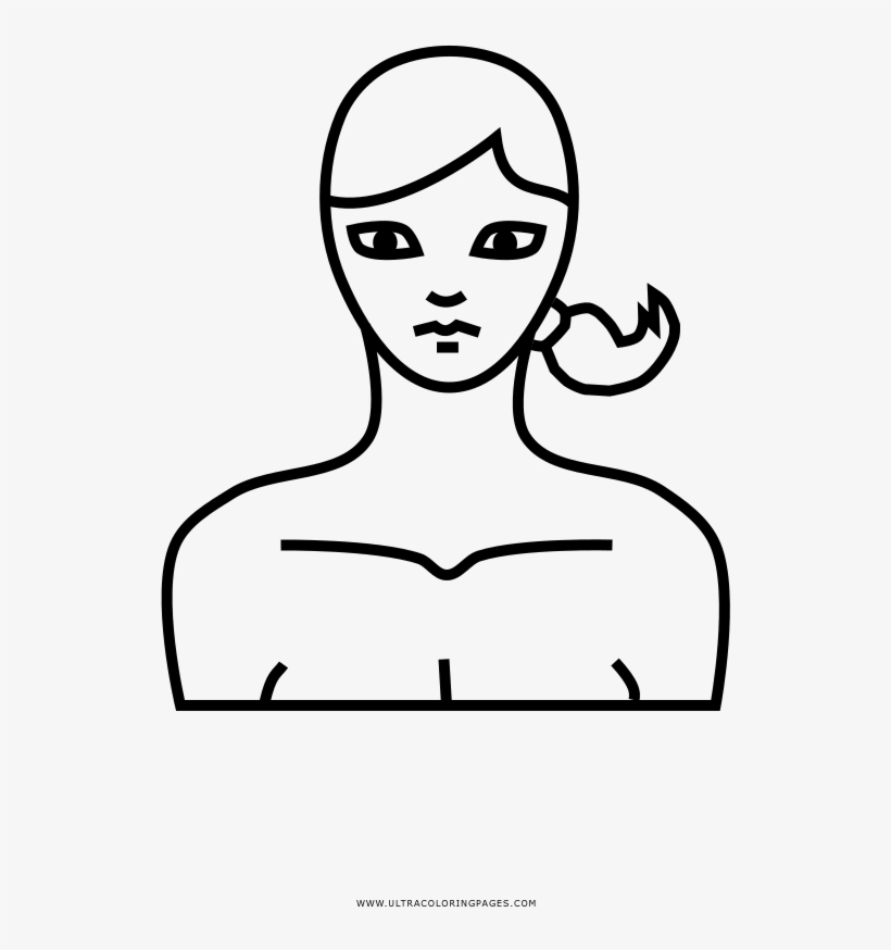 Ponytail Coloring Page - Line Art, transparent png #9603463