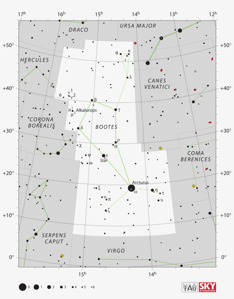 Bender Map 2-2014 Constellation List, Sagrada, Outer - Bootes Constellation Star Chart, transparent png #9604943