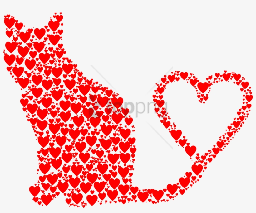 Free Png Cat Heart Png Image With Transparent Background - Cat With Hearts Png, transparent png #9605193