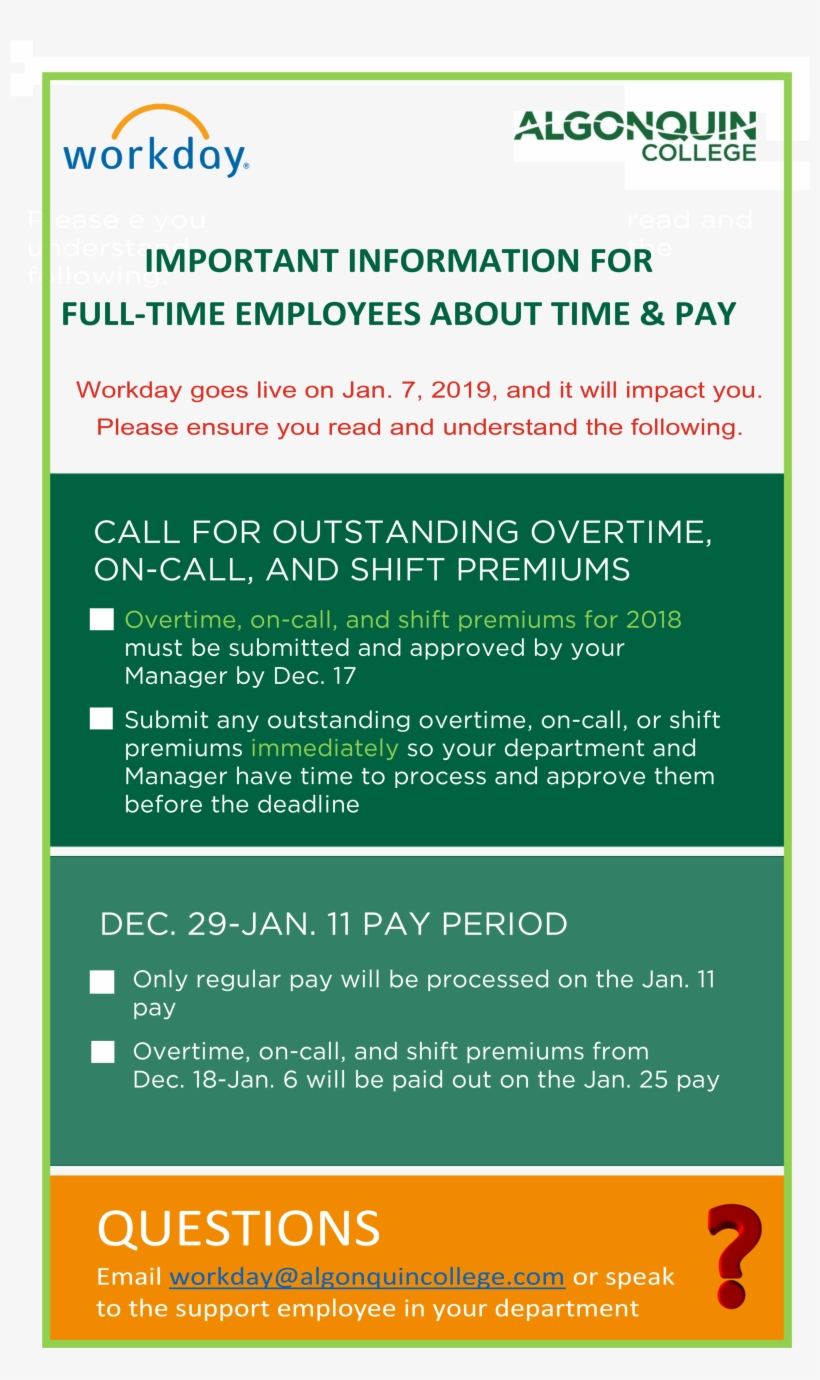 Important Information For Full-time Employees - Algonquin College, transparent png #9606491