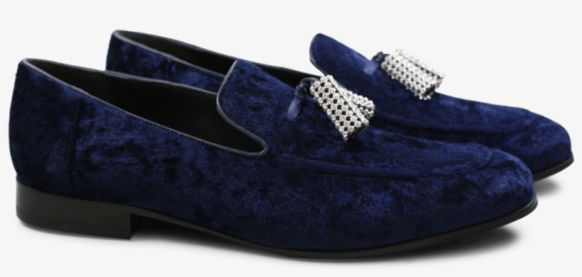 Loafers Claire 10 Velvet Navy Tassel Stones - Slip-on Shoe, transparent png #9606875