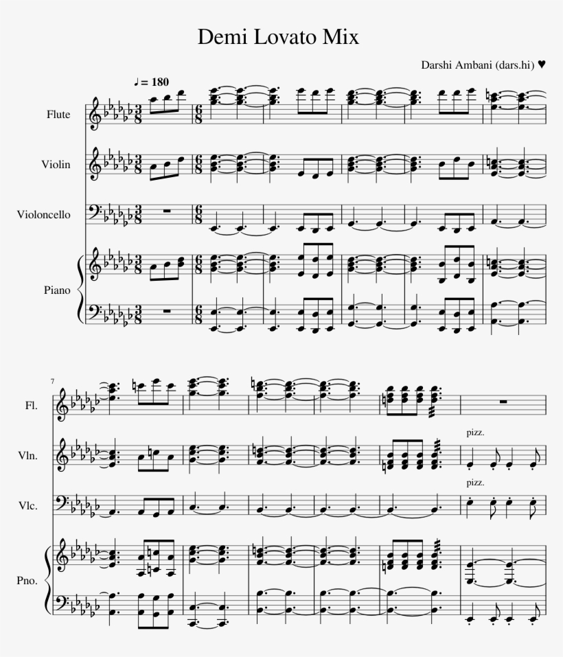 Demi Lovato Melody - Stone Cold Demi Lovato Flute Sheet Music, transparent png #9609473