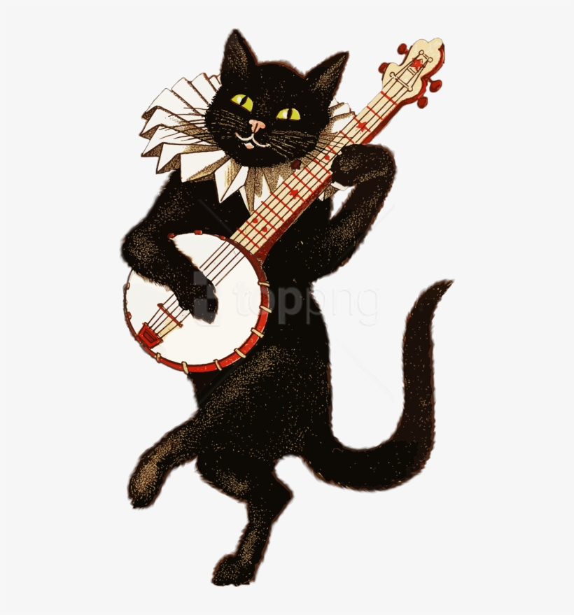 Free Png Download Vintage Cat Playing Banjo Png Images - Vintage Cat Clip Art, transparent png #9611458