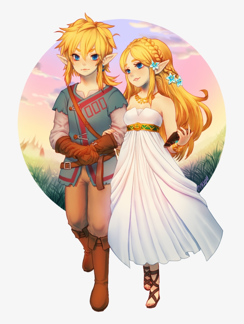 Link & Zelda - Fanart Breath Of The Wild Princess Zelda, transparent png #9612937