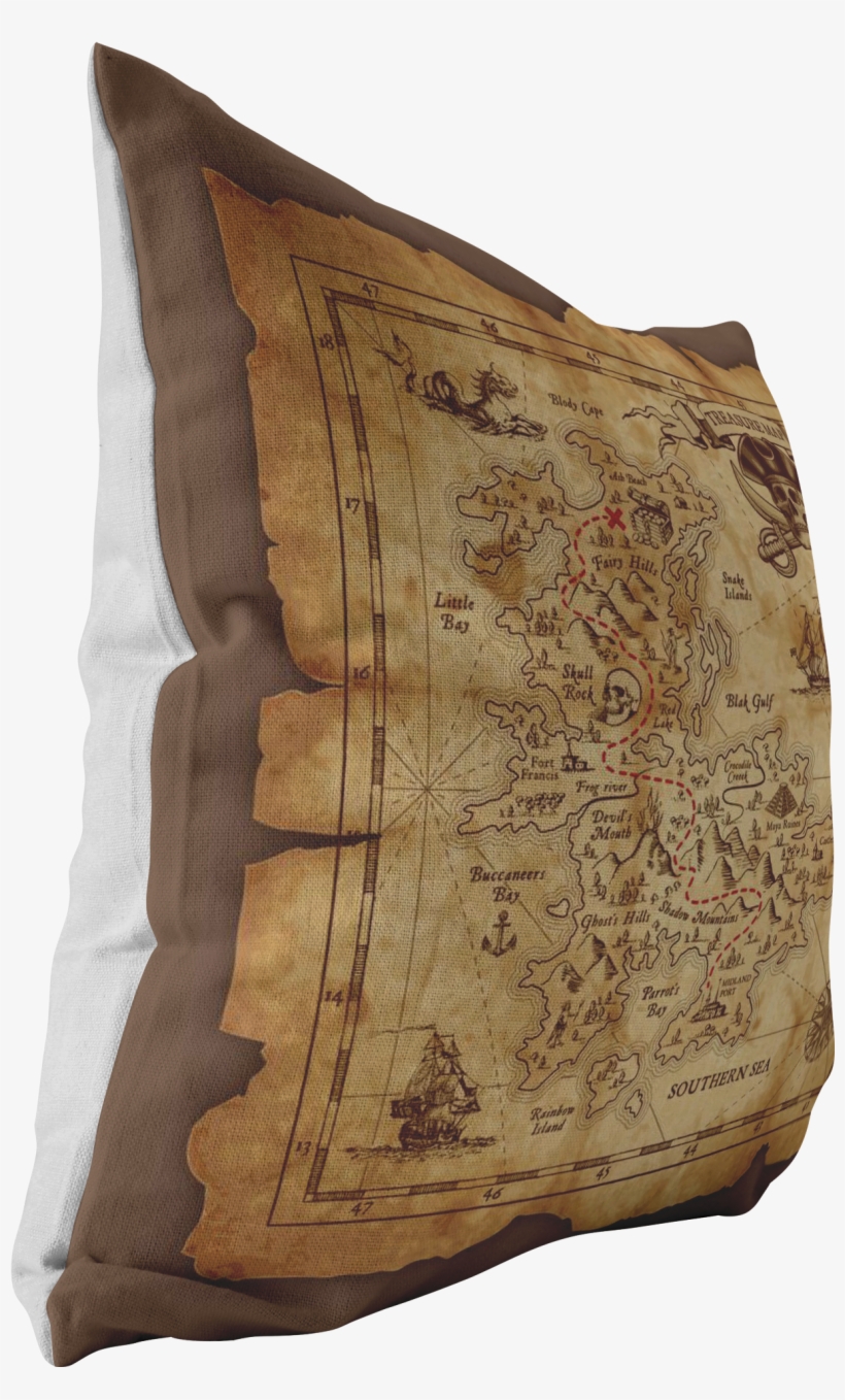 Treasure Map Pillow - Throw Pillow, transparent png #9613686