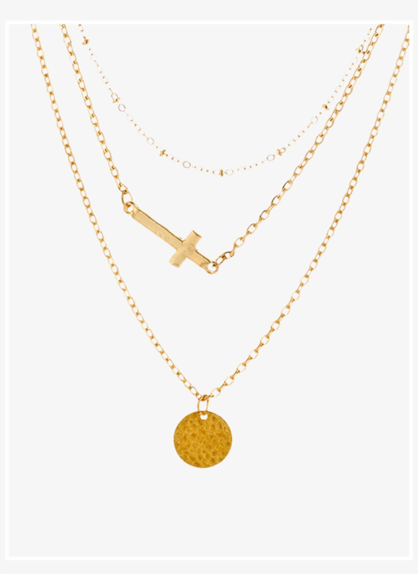Buy Zaful Crucifix Circle Disc Layered Pendant Necklace - Pendant, transparent png #9616317