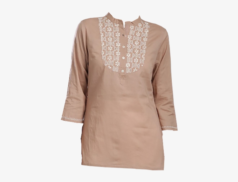 Fabindia Beige Chikankari Kurti - Formal Wear, transparent png #9616631