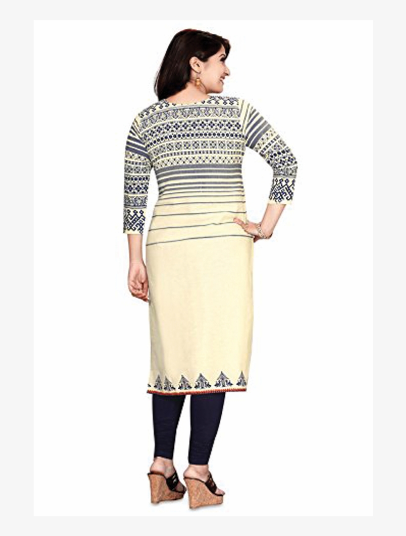 Khadi Cotton A-line Designer Kurti Beige - Pencil Skirt, transparent png #9616676