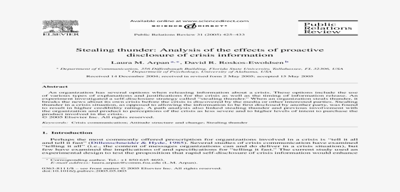 Analysis Of The Effects Of Proactive Disclosure Of - Document, transparent png #9617084