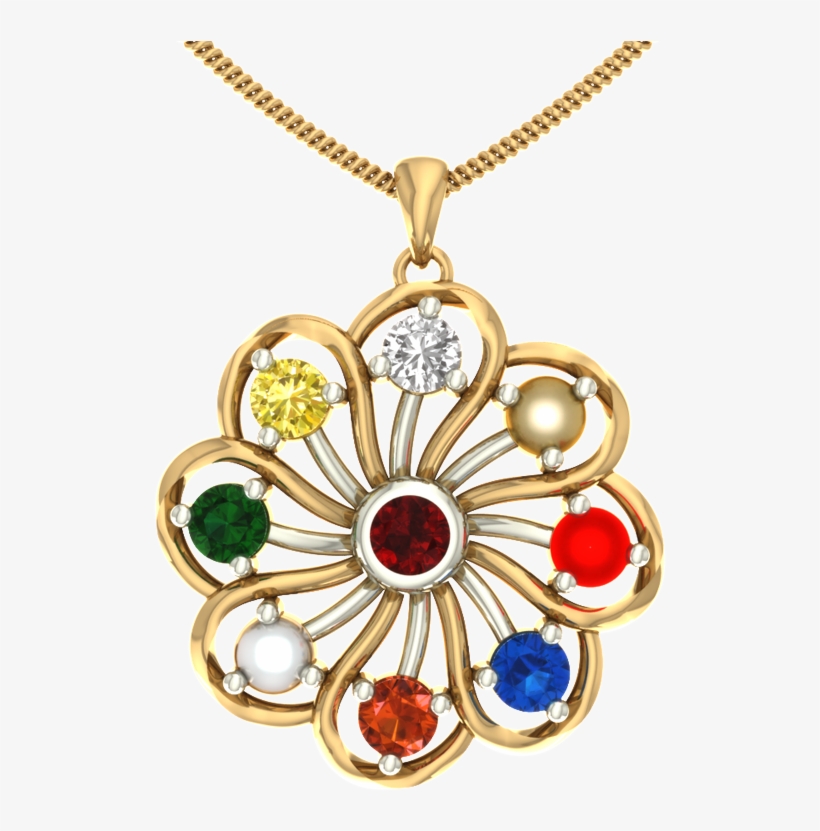 Navratna Jewellery Collection - Navratna Pendant, transparent png #9617136
