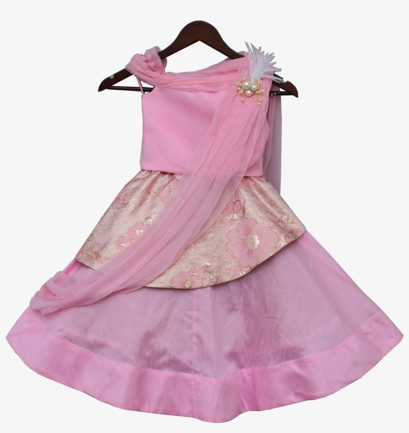 Load Image Into Gallery Viewer, Girls Pink Brocade - Choli, transparent png #9619363