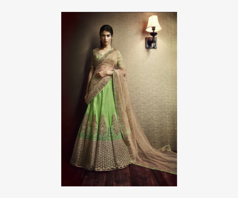 5058-600x600 - Parrot Green Color Lehenga, transparent png #9619520