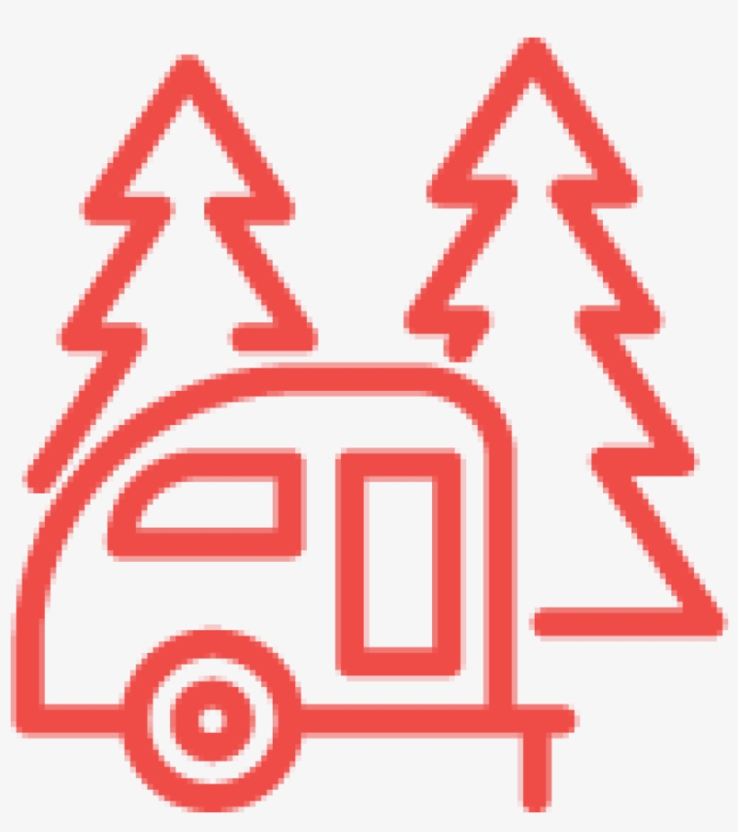 Red Camper And Tree Icon - Icon, transparent png #9619606