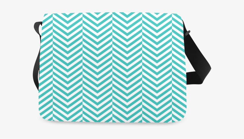 Turquoise And White Classic Chevron Pattern Messenger - Shoulder Bag, transparent png #9619703