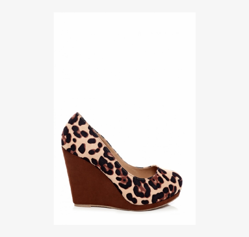 Leopard Print Wedge Shoes - Basic Pump, transparent png #9621193