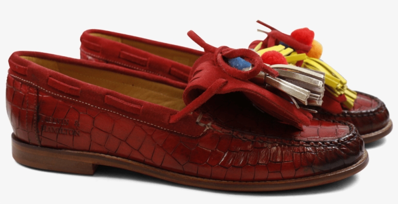 Loafers Ruby 1 Crock Red Suede Red Pom Pom Ls Natural - Slip-on Shoe, transparent png #9622665