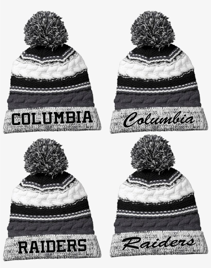 Columbia Raiders Pom Pom Beanie - Red And Black Knit Hats, transparent png #9622817