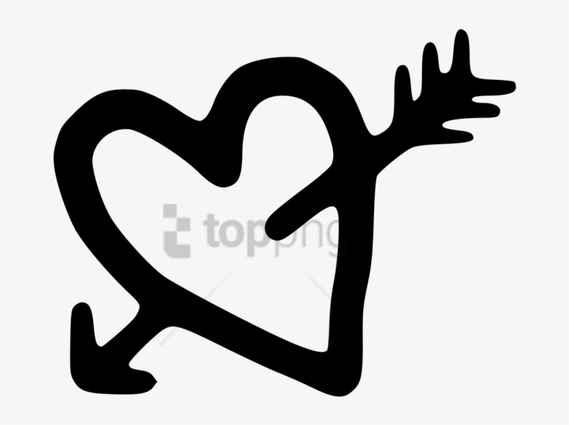 Free Png Download Heart And Arrow Drawing Png Images - Heart Arrow Clipart Black And White, transparent png #9629142