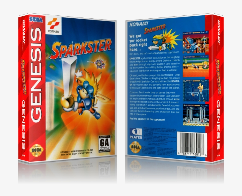 Sega Genesis Sparkster Sega Megadrive Replacement Game - Sega Genesis, transparent png #9631680