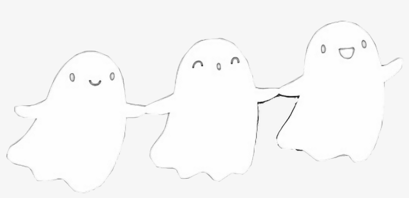 #halloween #ghost #ghosts #cute #kawaii #three #holdinghands - Moving Halloween Wallpaper Kawaii, transparent png #9633352