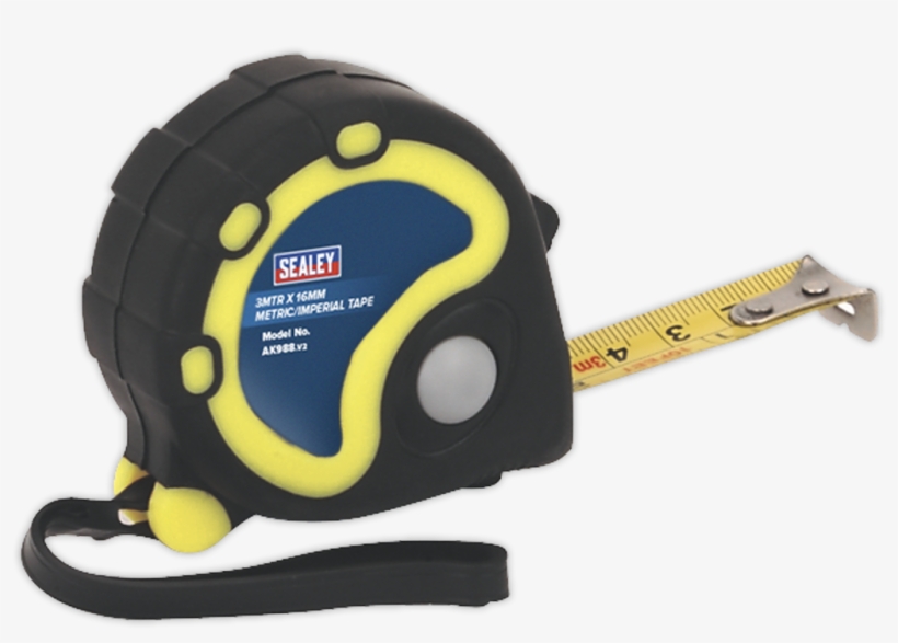 Ak988 Sealey Rubber Measuring Tape 3mtr X 16mm Metric/imperial - 7.5 Mtr Measuring Meter, transparent png #9633942