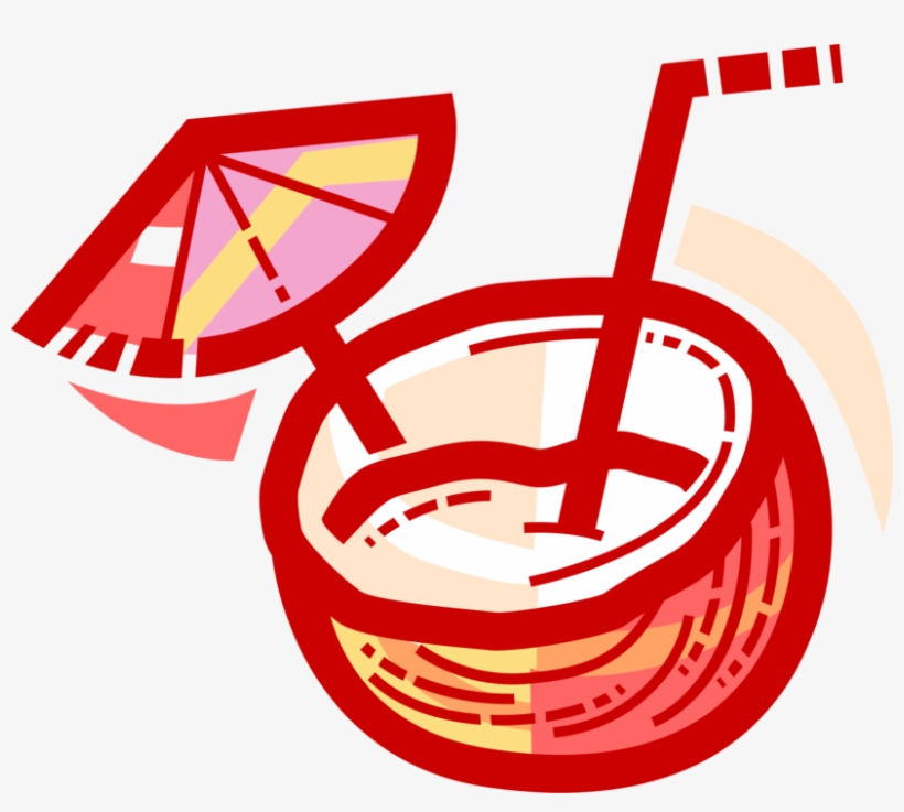 Vector Illustration Of Pina Colada Rum Cocktail Alcohol, transparent png #9634382