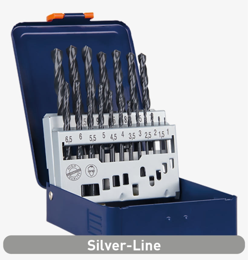 Hss R Jobber Drill Bit Set, Silver Line, In Metal Cassette Machine
